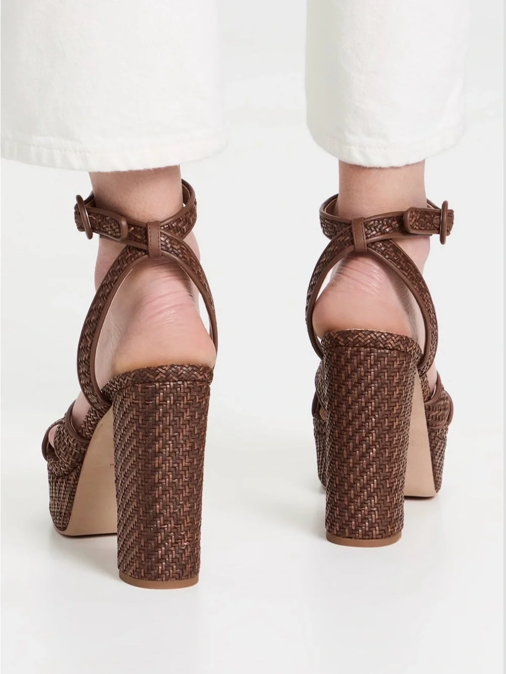 Veronica Beard Lalana Woven Platform Ankle-Strap Sandal
